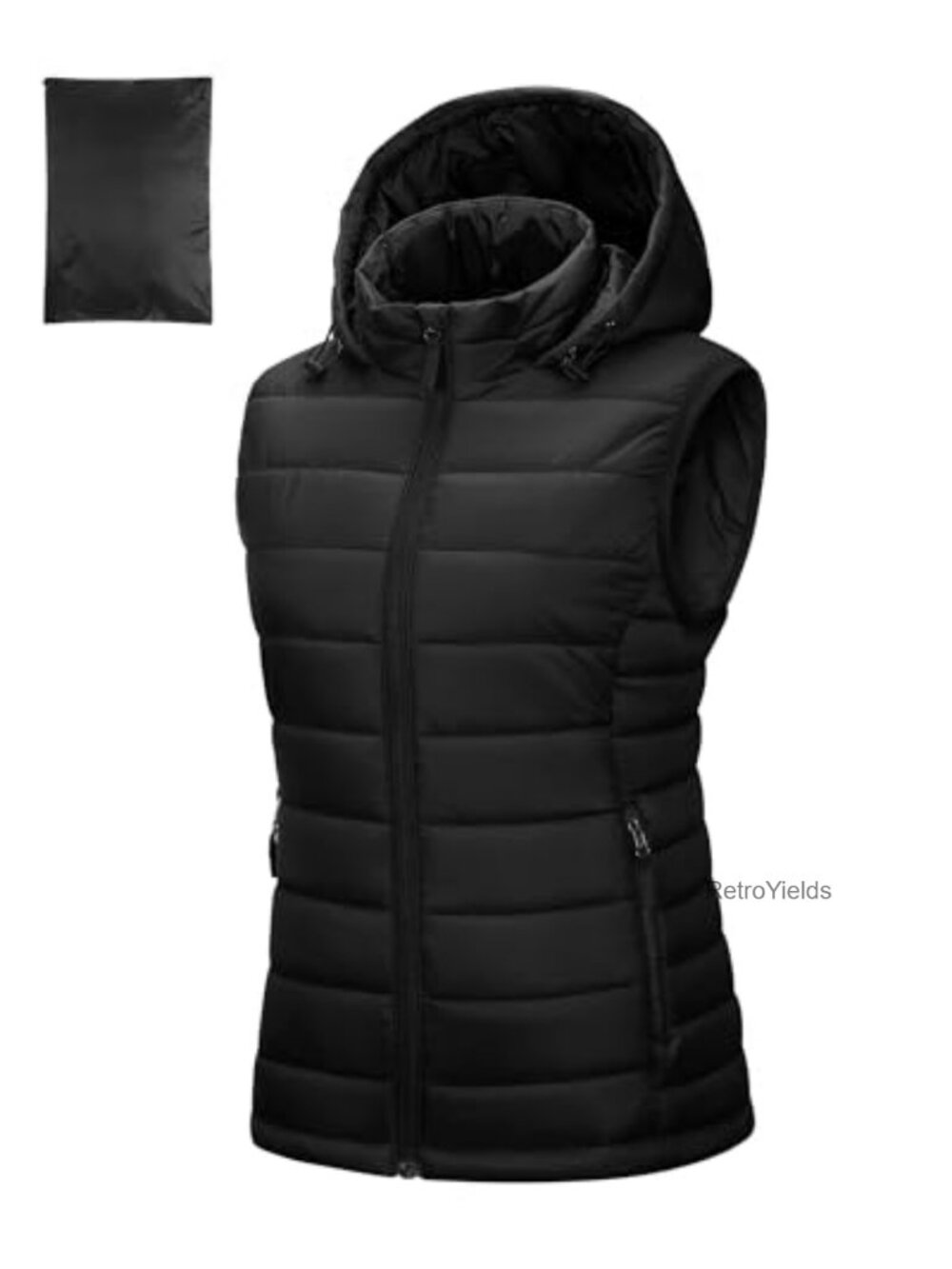 Women's Packable Quilted Puffer Vest Hooded Insulated Water-Resistant Nylon